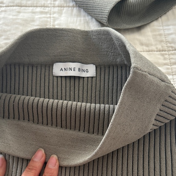 Anine Bing Layla Olive Khaki Ribbed Cardigan Sweater and Skirt SET XS NEW - Picture 7 of 7